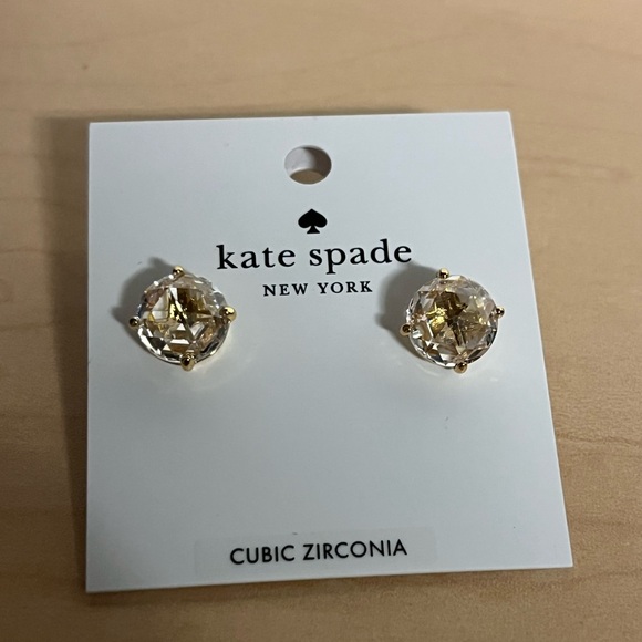 Kate spade cubic zirconia CZ gold crystal studs earrings nwt - Picture 4 of 4